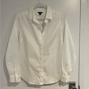 Ann Taylor White Cotton Button Down